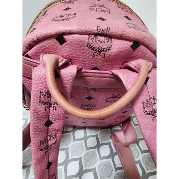 SOLD**Authentic MCM Visetos Side Studs Stark Backpack Pink - Picture 8 of 16